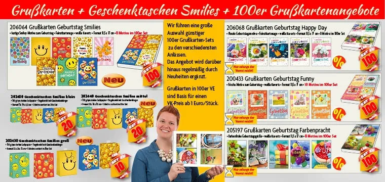 100er grusskartensets angebote smilies geschenktaschen grusskarten